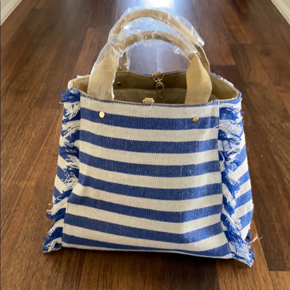 Barney’s New York nautical linen tote purse